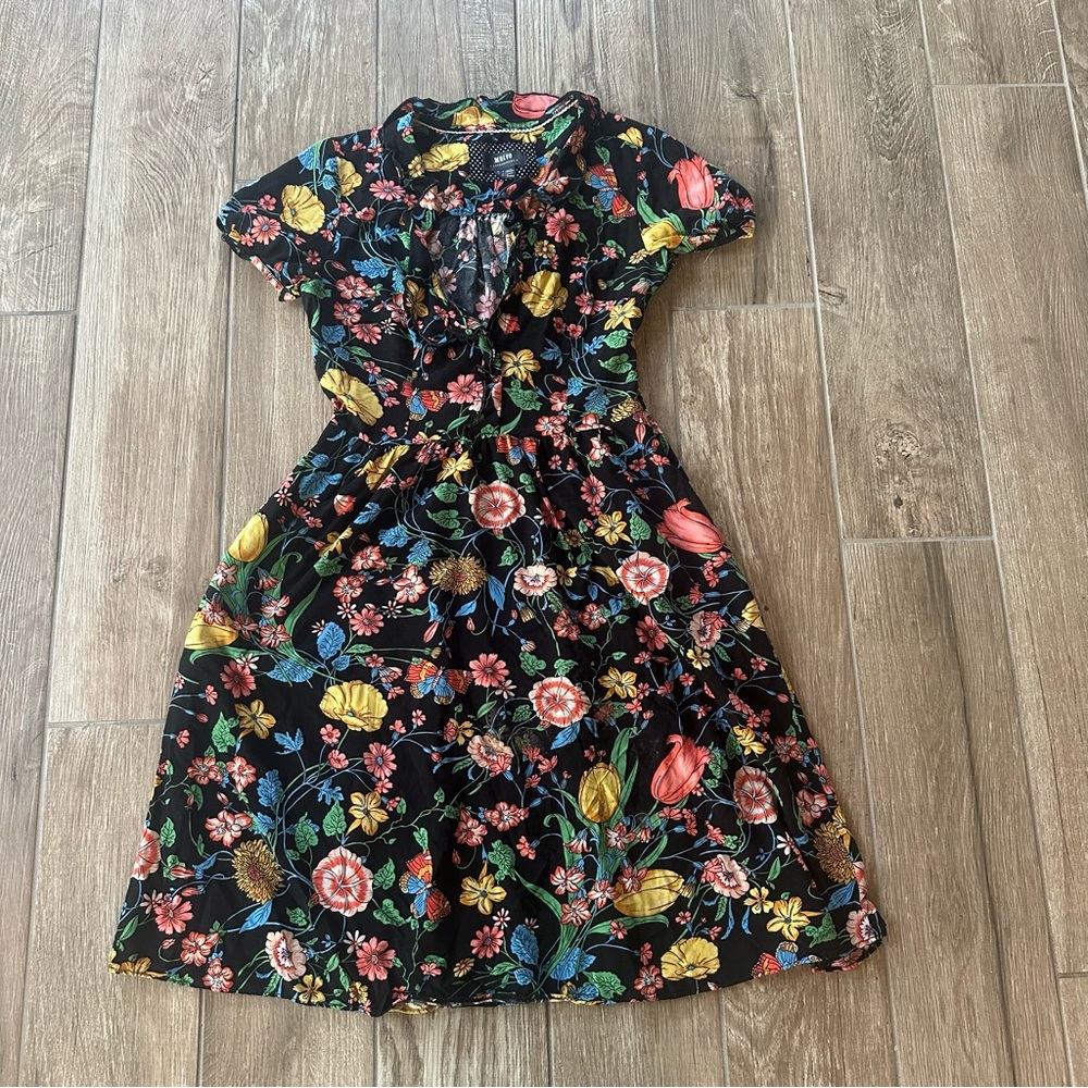 Anthropologie Maeve Whimsical Romantic Feminine Floral Midi Dress Size 0 - Picture 3 of 8
